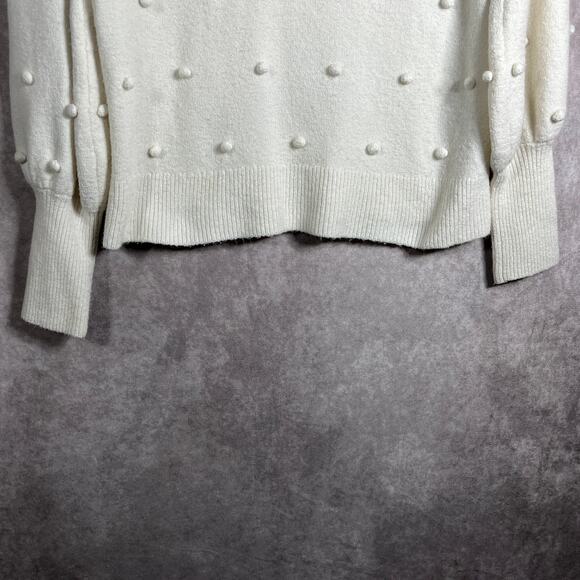 Madewell Bobble Dashwood V-Neck Sweater Womens Small Ivory Knit Wool Blend - Picture 3 of 9